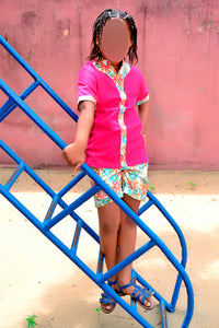 Ensemble short fille tissus WAX