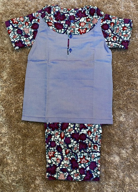 Ensemble bermuda et polo tissus wax